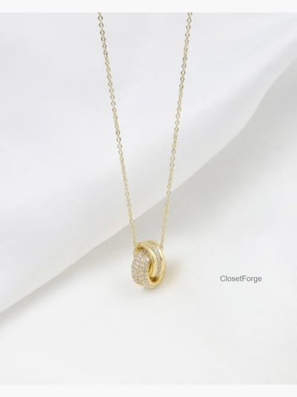 14K Gold Plated Cubic Zirconia Dainty Pendant Necklace, Minimalist Daily Wear - Picture 5 of 7